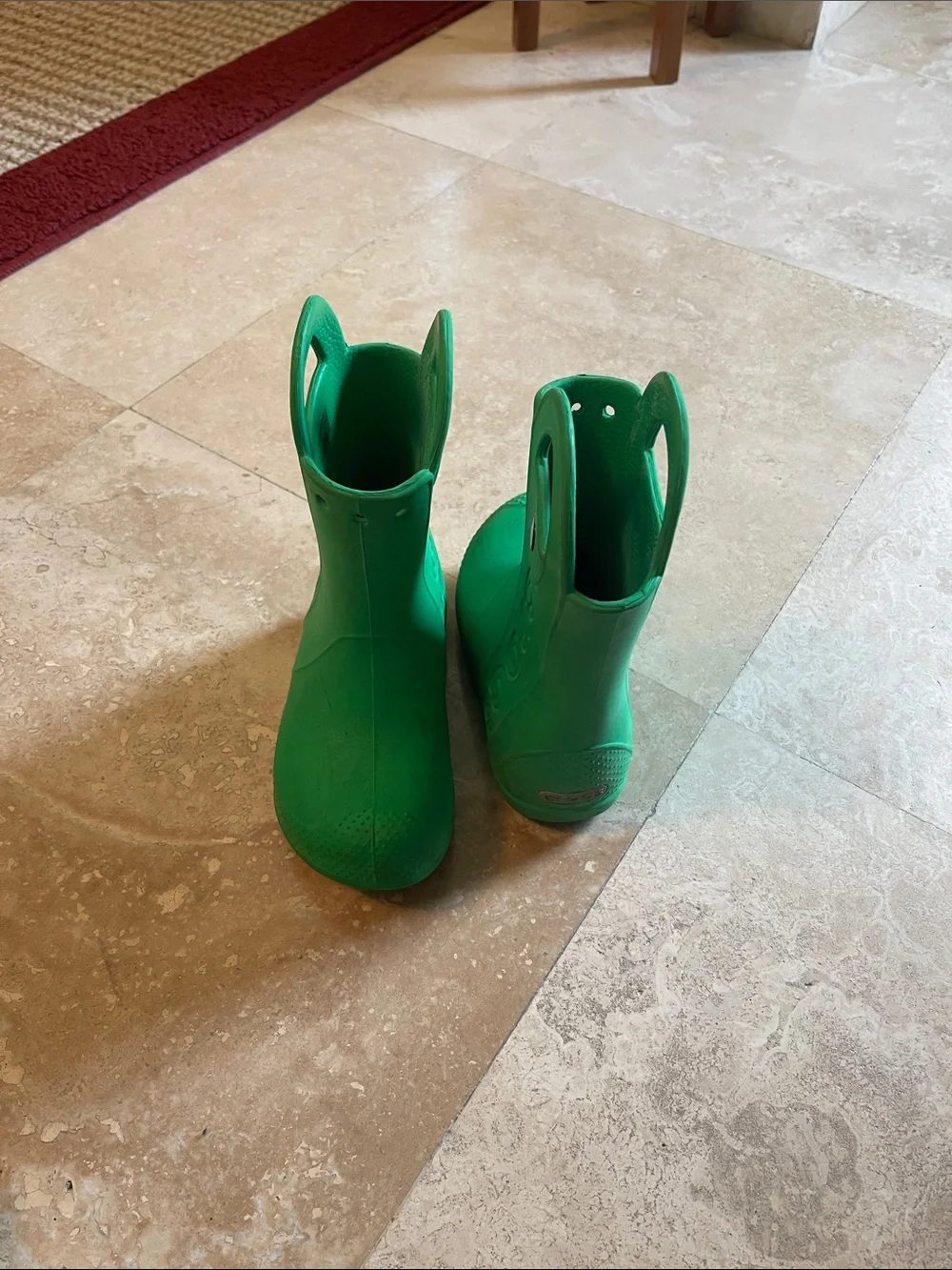 CROCS Kids' Bright Green Pull-On Rain Boots with Handles